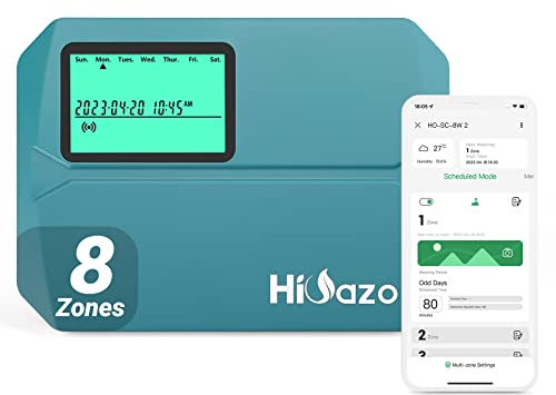 HiOazo Computer di irrigazione, Sistema di irrigazione WiFi, Timer a 8 Zone, Sistema di irrigazione Esterno Interno Controller, monitoraggio App, Uscita Pioggia, Regolazione stagionale HO-SC-8W