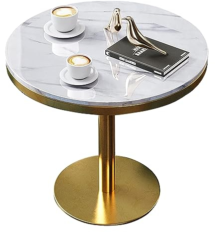 DMCHENGMA Tisch-Cocktailtisch mit Marmorplatte, Bartisch-Bistrotisch mit goldenem Metallsockel, Kleiner moderner Akzent-Nachttisch, hochwertige Beistelltische (Size : 55x75cm)