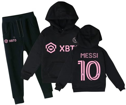Générique Maillot de football pour enfants IN-TER MIA-MI #10 ME-SSI Ensemble sweat à capuche et pantalon de survêtement pour garçons Cadeau de football pour garçons #62