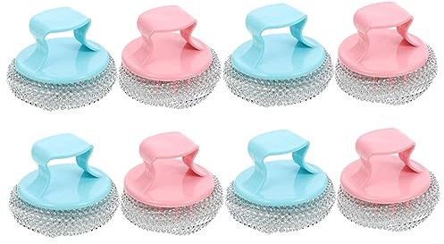 SEWOART Drahtbürste Aus Edelstahl Mit Kunststoffgriff 8 Stück Zum Reinigen Der Küche Scheuerschwamm Bürste Angenehm Zu Halten Schrubber Zufällige Farbe