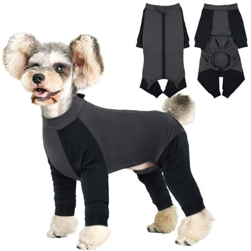 Hjyokuso Hundpyjamas med dragkedja, hundonesies för små medelstora hundar, hundjumpsuit med ben, hundkläder pyjamas nattkläder, hundben kirurgi återhämtningsdräkt, hundärm för att förhindra slickande