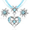 3 Stück Trachtenkette Wiesnherz, Oktoberfest Trachtenschmuck Damen Set, Bayerisch Dirndlschmuck Trachtenkette, Edelweiß Herz Anhänger Ohrstecker für Bierfest Trachten Dirndl Outfit Accessoires (Blau)