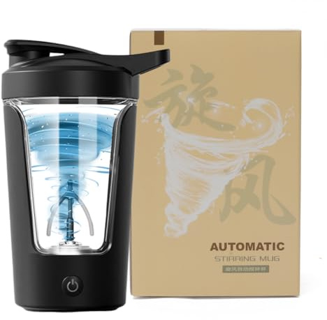 LOMUG Elektrischer Protein Shaker Flasche, 450ML Protein Mixer Shaker für Proteinshake, Automatischer Proteine Mixer, USB Wiederaufladbar Protei Shake Mixer für Proteinshake und Milch Shake (Schwarz)