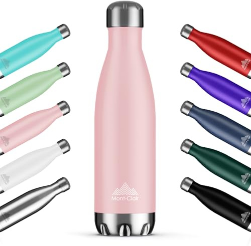 Mont-Clair H2O Trinkflasche Edelstahl - Thermosflasche - BPA-freie - Water Bottle, Edelstahl trinkflasche 1L - 24h Kalt & 12h Warm - Trinkflasche Auslaufsicher - Rosa