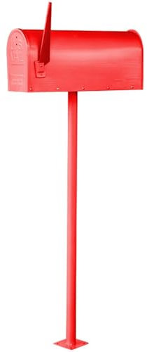 Buzón alto resistente a la intemperie para uso en exteriores, buzón estilo americano para casa adosada y jardín (rojo)