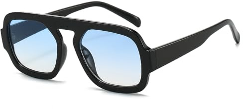 YAMEIZE Lunettes de Soleil Pilote Carrées pour Femmes - Hommes Lunettes de Soleil Rétro 70S Classiques Tendance Protection UV400