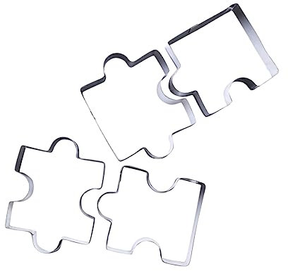 PHENOFICE 4 Pz taglia fondente Cottura al forno puzzle biscotto formine per biscotti per cani Taglierine fette biscottate Stampo da forno Tagliapasta Taglia torta tagliabiscotti Silver