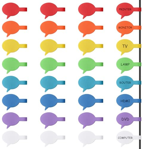 Etiquetas para Cables Trilancer, Etiquetas Reutilizables Multicolores Burbuja - 32 Unidades con Área de Escritura de 3 cm x 2 cm para Identificar Cables, Grandes, Hilos, Versátiles