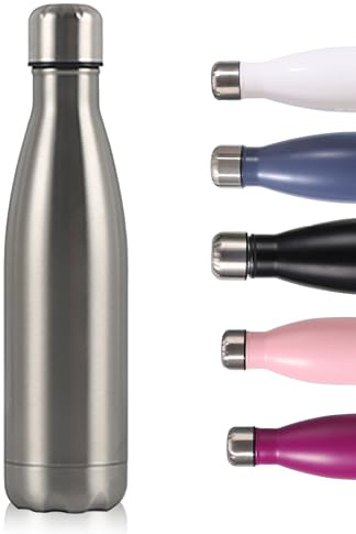 Insulated Water Bottle,500ml/17oz Stainless Steel Double Wall Metal Leak Proof Vacuum Flask,Keep Hot & Cold Drinks,Drinking Thermal for Outdoor Sports Camping Cycling for Kids &Adults (Silvery)