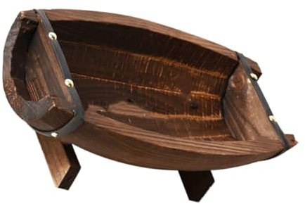 BESTonZON Bandeja De Flores De Madera Conservante para Jardinería Maceta Rústica De Barril De Vino Decoración De Exterior Pequeña Bandeja De Madera para Plantas Suculentas Jardinera