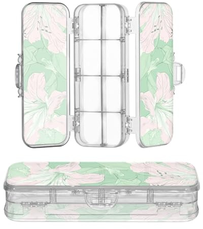 sanluoli Illustration Azalea salvia grön persika klar plast pennskrin dubbeldäckspennor hårt fodral för kontorsmaterial med lock