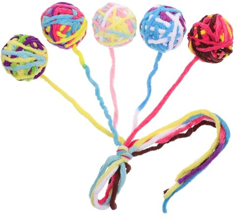 Milisten 5pièces Balle à Grelot Laine pour Chat Jouet Interactif Intérieur Lot de Jouets Éveil pour Chatons