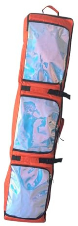 Qianly Bolsa de Esquí Resistente Al Agua con Ruedas Desmontable Grande Funda Transporte Organizador Accesorios Portátil Adecuada para Deportes de Invierno Vi, Naranja