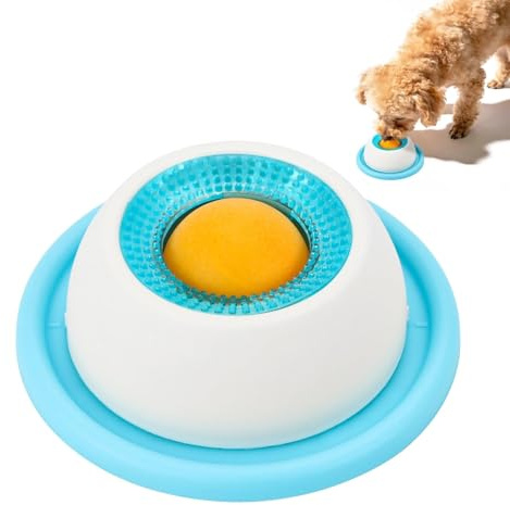Hundlickleksak, lickskål för hundar, våtfoder, lickpad, slickboll, hundar med halkfri matta, lickmatsskål med integrerad roterande boll, slickleksak, hundar, interaktiv hundleksak
