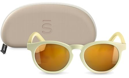 Suavinex, Lunettes de Soleil pour Bébés de 0 à 12 Mois, Polarisées, Filtre UV400, Cat. 3, Protection 100% Rayons UVA et UVB, Étui Inclus, Très Flexibles et Légères, Rondes, Modèle 2026, Beige