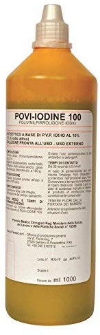 DISINFETTANTE POVI IODINE 100 - SOLUZIONE A BASE DI IODIO 10% - FLACONE ML. 1000 - CONFORME ALLA NORMATIVA CE