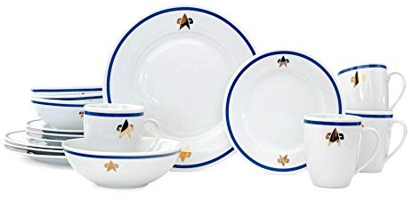 Star Trek The Next Generation Service de table 16 pièces en porcelaine avec assiettes, bols et tasses