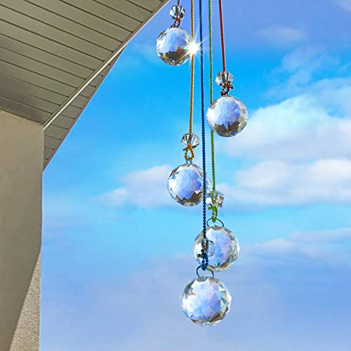 LEMESO Acchiappa-Sole in Cristallo Giardino Finestra all’ Aperto Outdoor Suncatcher Pendente Ciondolo con Prismi Arcobaleno Maker Ornamento Decorazione di Lampadario per Casa Ufficio Appendere