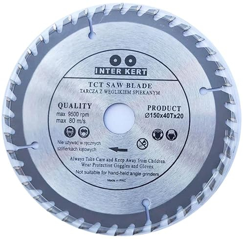 Lame de scie circulaire 150 x 20 mm pour bois avec 40 dents TCT inclinées