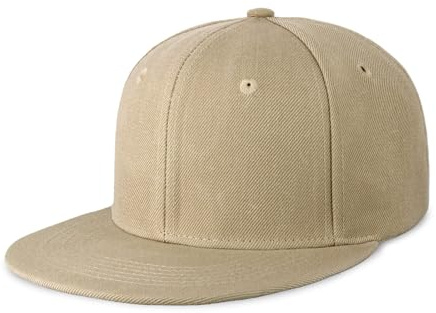 CHOK.LIDS Flat Bill Visor Classic Snapback Hat Blank Adjustable Brim High Top End Trendy Color Style Plain Tone Baseball Cap (Khaki)