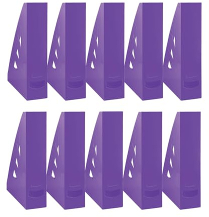 OFFICE PRODUCTS Stående samlare modern design/10 stycken/A4 – färg: Lila / hård plast/genombrutna/skrivbordsorganisatör för tidskrifter, okrossbar