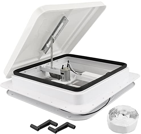 RVMATE Ventilatore da tetto da 35,6 cm per camper, roulotte, bianco, con ventola da 12 V, pale da 15,2 cm