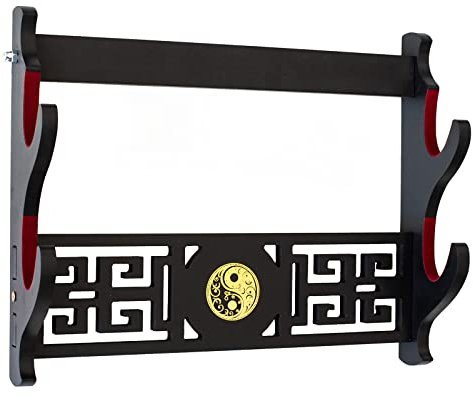 FOXSMZZ Schwerthalter Katana Wandhalterung Samurai Schwert Rahmen Display Frame Red Samt China Tai Chi Stil. (2-Schicht)