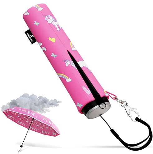 STYNGARD Regenschirm Kinder mit Sicherheitsreflektoren und Reflektorband - Kinder Regenschirm Mädchen & Junge - Kinderschirm - Schirm für Schulranzen Modell STOCKHOLM (Einhörner)