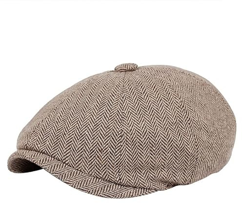 Men Ivy Gatsby Newsboy Hats - Classic Irish Cabbie Flat Cap Newsies Hunting Driving Hats Brown
