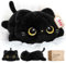 Mewaii Süßes Katze Plüschtiere Kawaii Plüschkissen Schwarze Katze Stofftiere Katzen Kuscheltier Matschige Plüschtiere für Boys & Girls