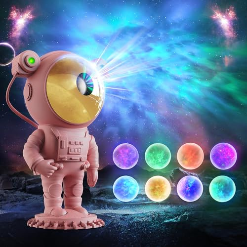 LPONGPOCUI Astronauter Stjärnhimmel projektor, LED-galax-projektor med fjärrkontroll Galaxy Light Projector för vuxna, rumsdekoration, presenter för barn och vuxna (rosa)