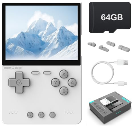 Trimui Brick - Console da gioco portatile da 8,1 cm, schermo IPS 1024 x 768, supporta più simulatori, sistema Linux, scheda TF integrata 64G, colore: Bianco