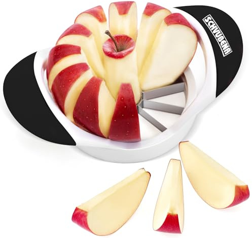 SCHVUBENR 3.5 Inch Apple Slicer with 12 Sharp Blades - Professional Apple Cutter - Stainless Steel Apple Corer - Super Sharp Apple Slicer and Corer - Slice Apple with Ease(Black)