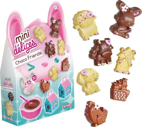 Lansay - Mini DELICES - Choco-vänner - Chokladskapssats för barn från 6 år - tillverkning av 15 djurformade choklad - förpackning för att ge bort ingår - idé för manuell födelsedagsaktivitet