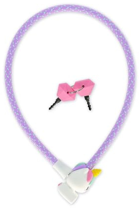 Legami - Bike Lock, Lucchetto per Bicicletta con Chiave, Tema Unicorn, Esterno in Poliestere, Interno in Metallo, Lunghezza 75 cm, Accessori Bicicletta Bambini