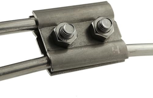 HausHeld® Edelstahl V4A Durchgangsverbinder Blitzschutz | Parallele Verbindungsklemme Ø 8-10mm | Erdungsklemme für Runddraht, Potentialausgleich, PV-Anlage, Tiefenerder, Erdungsschiene