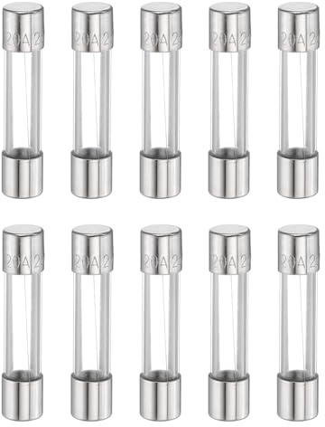 QUARKZMAN 10Pezzi Fusibili 20A 250 Volt Fusibili In Vetro A Rapida Interruzione F20AL250V 6x30mm Fusibili Ad Azione Rapida Per Luci Natalizie Sistemi Elettrici Forni A Microonde TV