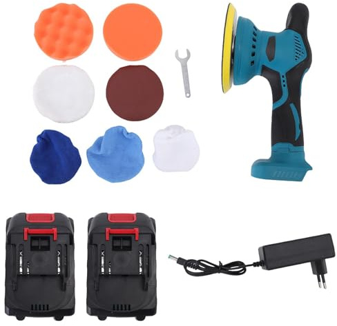 Kit de pulidora inalámbrica de 6 pulgadas, máquina pulidora de tampón Orbital de 5500 RPM, 8 velocidades, para mantenimiento de automóviles, encerado
