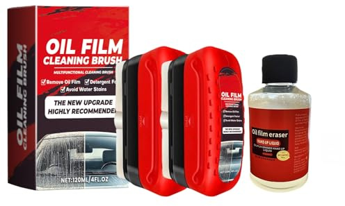 Pulizia Vetri Auto,Oil Film Cleaning Brush,Clear Vision Glass Cleaner,Clear Vision Auto,Detergente Vetri Auto,Detergente per Parabrezza e Rimozione Pellicola D'olio