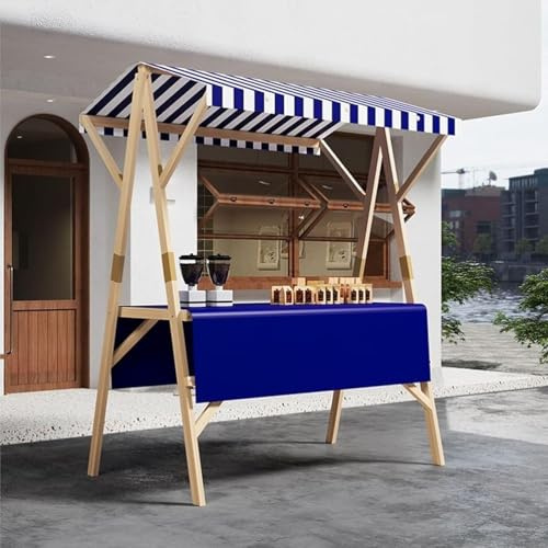 JIAOCKJIAO Puesto de Mercado Móvil de Madera para Catering, Carrito Plegable Portátil con Toldo, Puesto de Venta de Perritos Calientes, Helados Snacks para Exteriores(Purple B,59in/150cm)