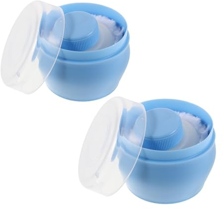 VERDANVERSE 2 St Påfyllningsbara Behållare för Babypuder med Puderpuff Bärbar Dispenser för Kroppspuder för Spädbarnsvård Blöjväska och Resor Himmelsblå