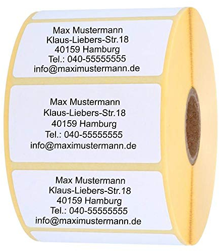 INDIGOS UG Adressetiketten - Namensaufkleber - weiß - 100 Stück personalisierbar - selbstklebend - 40 x 22 mm - verschiedene Varianten