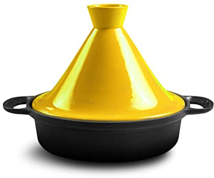 LTLWSH Moroccan Tagine Cooking Pot with Double Handle 26CM household cast iron pot enamel clay compatible induction,Yellow