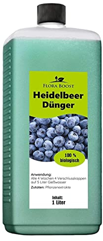 Konfitee Heidelbeer Dünger Flora Boost 1000ml I Für bis zu 200L Gießwasser I Obst- & Beerendünger für Heidelbeeren I Flüssiger Blatt- & Wurzeldünger I 100% natürlicher Pflanzendünger