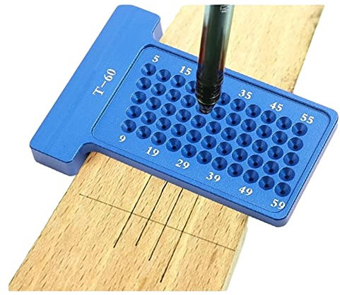 Fafeicy Righello per Tracciare Tipo T, Lega di Alluminio 6061 Lavorazione del Legno Tipo T Scriber Lega di Alluminio Calibro per Fori Strumento per Marcatura Falegname(Blu)