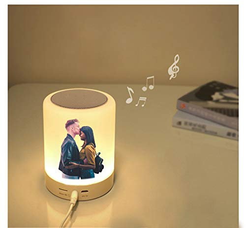 Luz De Noche Personalizada De 7 Colores Personalizado Música Reloj Despertador Lámpara Marco De Fotos Únicas De Aniversario Para El Día De La Madre Para Mujeres Y Hombres (A Todo Color)