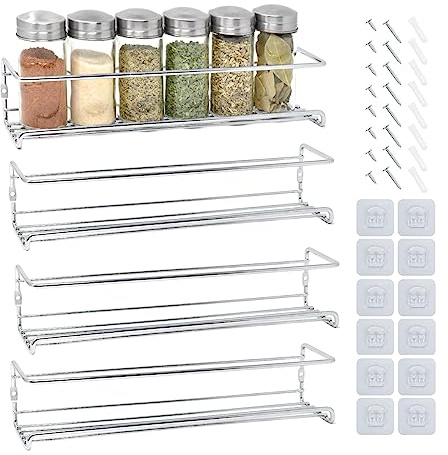 joeji's Kitchen Etagere a Epices Murale Metal 4 Pcs Etagere Cuisine - Porte Epices Cuisine facile à installer etagere murale cuisine