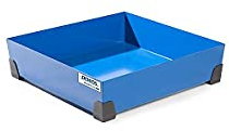 Denios Auffangwanne aus Stahl | ohne Gitterrost | blau | BxHxT 774 x 200 x 774 mm | Volumen 90 Liter | Arbeitssicherheit Notfall-Umweltschutz-Produkte säurefest