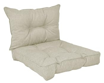 POKAR Loungekissen Stuhlkissen für Stuhl Rattanmöbel Gartenmöbel Kissen, 2er Set (1x Sitzkissen 40x40x10 cm + 1x Rückenlehne 50x40x10 cm), Beige