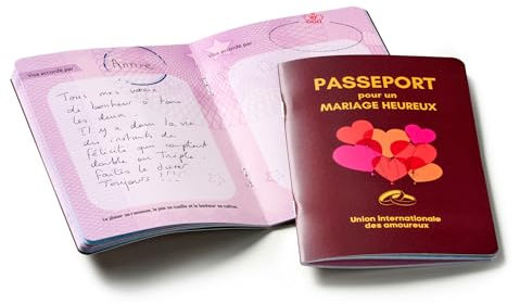 Livre d'Or Mariage - Passeport pour un Mariage Heureux - Carte Album Photo - Décoration Mariage - Livre Or Original Personnalisé - Un vrai faux passeport comme Livre d'Or